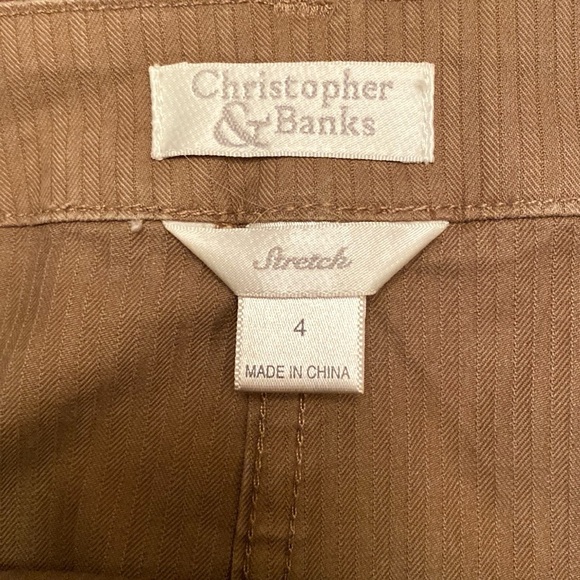 Christopher & Banks Stretch Tan Textured Cotton Blend Casual Midi Skirt Size 4 - Picture 9 of 11